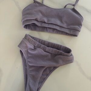 SHEIN Lavender Ribbed Bikini Set